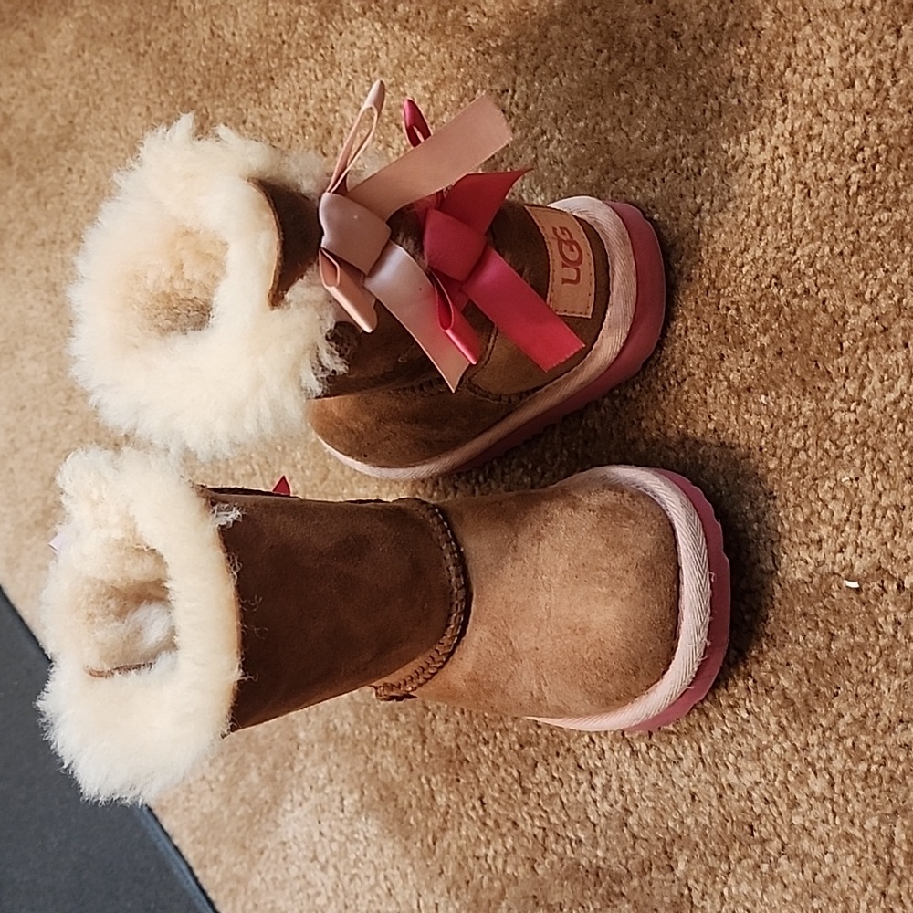 UGG Kids Brown and Pink Rain & Snow Boots
